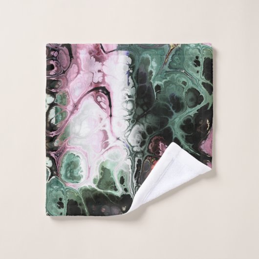 抽象芸術グレーとピンクの大理石の絞り染めパターン バスタオルセット (ウォッシュタオル)