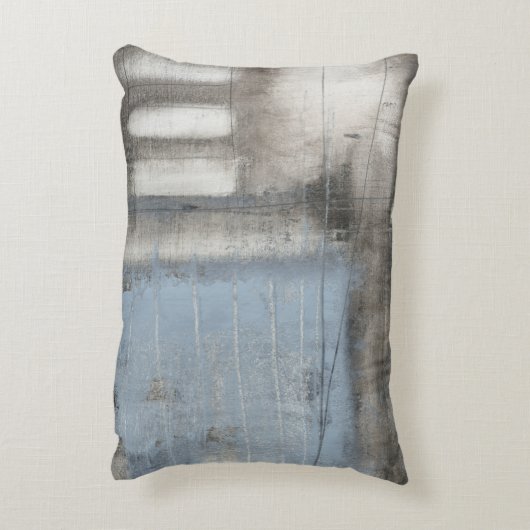 抽象芸術グレーとブルー絵画ズ アクセントクッション (裏面(縦))