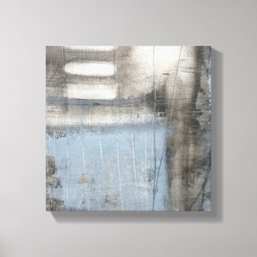 抽象芸術グレーとブルー絵画ズ キャンバスプリント (正面)