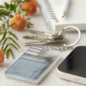 抽象芸術グレーとブルー絵画ズ キーホルダー (正面右)