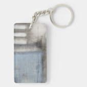 抽象芸術グレーとブルー絵画ズ キーホルダー (裏面)