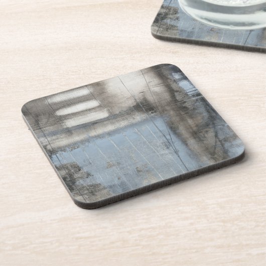 抽象芸術グレーとブルー絵画ズ コースター (左側)