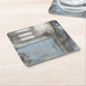 抽象芸術グレーとブルー絵画ズ スクエアペーパーコースター (アングル)