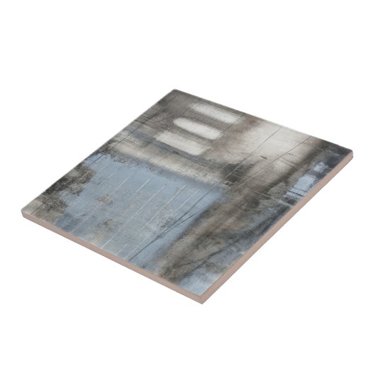 抽象芸術グレーとブルー絵画ズ タイル (側面)