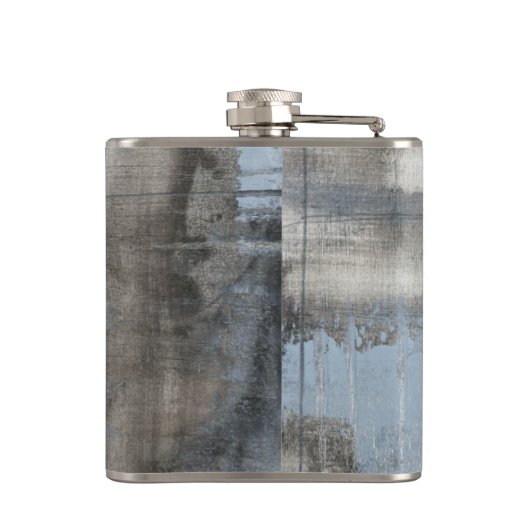 抽象芸術グレーとブルー絵画ズ フラスク (裏面)