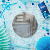 抽象芸術グレーとブルー絵画ズ ペーパープレート (パーティー)