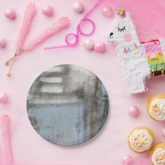 抽象芸術グレーとブルー絵画ズ ペーパープレート (パーティー)