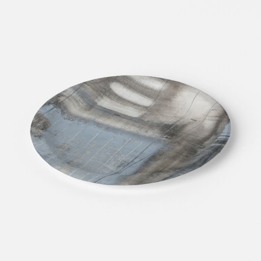 抽象芸術グレーとブルー絵画ズ ペーパープレート (アングル)