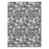 抽象芸術グレーと白のチューリップペイズリーパターン テーブルクロス (正面)