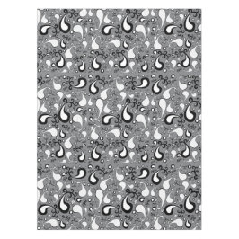 抽象芸術グレーと白のチューリップペイズリーパターン テーブルクロス