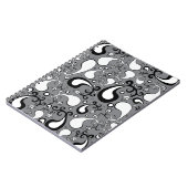 抽象芸術グレーと白のチューリップペイズリーパターン ノートブック (左側)