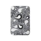 抽象芸術グレーと白のチューリップペイズリーパターン バスマット (正面縦)