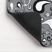 抽象芸術グレーと白のチューリップペイズリーパターン マウスパッド (コーナー)