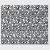 抽象芸術グレーと白のチューリップペイズリーパターン ラッピングペーパー (フラット)