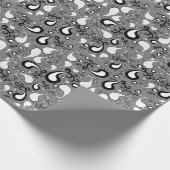 抽象芸術グレーと白のチューリップペイズリーパターン ラッピングペーパー (角)