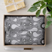 抽象芸術グレーと白のチューリップペイズリーパターン 薄葉紙 (ギフト)