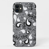抽象芸術グレーと白のチューリップペイズリーパターン Case-Mate iPhoneケース (裏面)