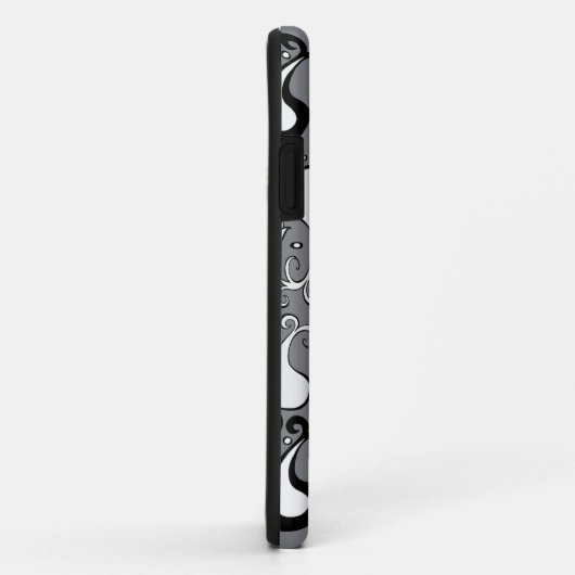 抽象芸術グレーと白のチューリップペイズリーパターン Case-Mate iPhoneケース (裏面/右)