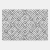 抽象芸術グレーの正方形タイル ラッピングペーパーシート (正面)