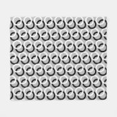 抽象芸術グレーの白黒の円 フリースブランケット (正面(横))