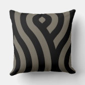 抽象芸術グレーの黒波のストライプパターン クッション (裏面)