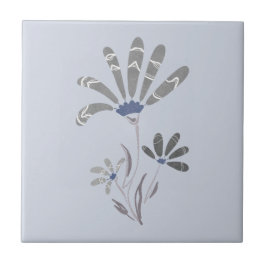 抽象芸術グレースケサイケデリックール花 タイル