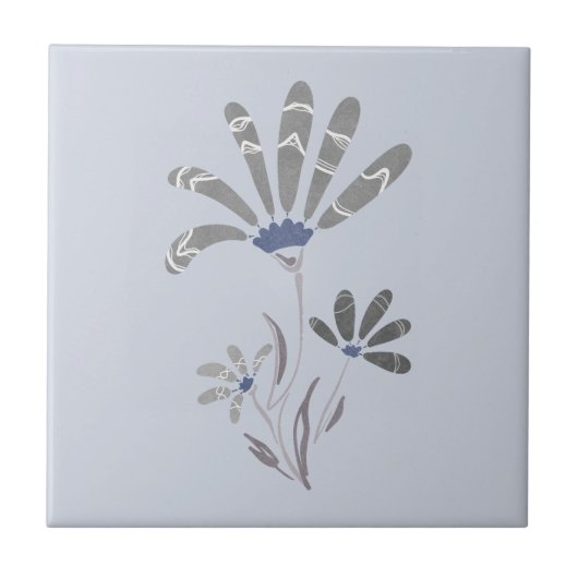 抽象芸術グレースケサイケデリックール花 タイル (正面)