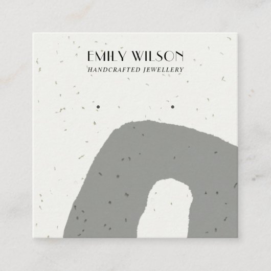 抽象芸術グレーセラミックテクスチャスタッドイヤリングディスプレイ スクエア名刺 (正面)