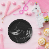 抽象芸術グレーブラックシルバーマーブルパーティーVIP ペーパープレート (パーティー)