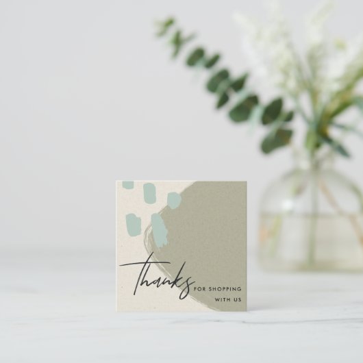 抽象芸術グレーブルークラフトSCANDIありがとうロゴ スクエア名刺 (スタンド正面)