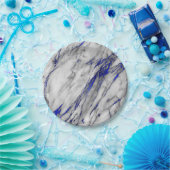 抽象芸術グレーブルーネイビーマーブルグラムゴールデンビップ ペーパープレート (パーティー)