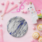 抽象芸術グレーブルーネイビーマーブルグラムゴールデンビップ ペーパープレート (パーティー)