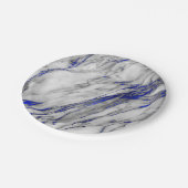 抽象芸術グレーブルーネイビーマーブルグラムゴールデンビップ ペーパープレート (アングル)