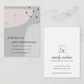 抽象芸術グレーブルー記念ネックレスイヤリング プレイスカード (正面/裏面)