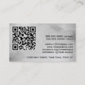抽象芸術グレー水色とシルバーQRコード 名刺 (裏面)