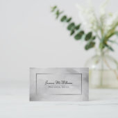 抽象芸術グレー水色とシルバーQRコード 名刺 (スタンド正面)