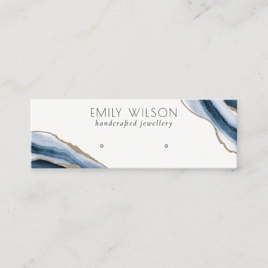 抽象芸術ゲートネイビー金ゴールドスタッドイヤリングディスプレイ スキニー名刺 (正面)