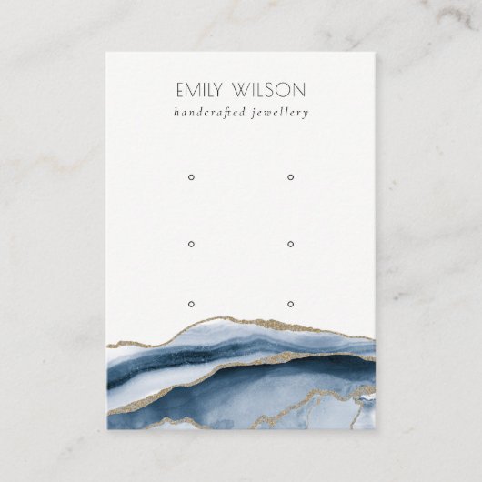 抽象芸術ゲートネイビー金ゴールド3スタッドイヤリングディスプレイ 名刺 (正面)