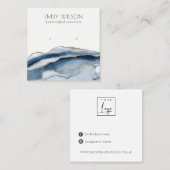 抽象芸術ゲートネービーブルー金ゴールドスタッドイヤリングディスプレイ スクエア名刺 (正面/裏面)