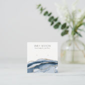 抽象芸術ゲートネービーブルー金ゴールドスタッドイヤリングディスプレイ スクエア名刺 (スタンド正面)