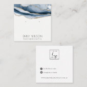 抽象芸術ゲートネービーブルー金ゴールドスタッドイヤリングディスプレイ スクエア名刺 (正面/裏面)