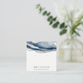 抽象芸術ゲートネービーブルー金ゴールドスタッドイヤリングディスプレイ スクエア名刺 (スタンド正面)