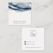 抽象芸術ゲートブルー金ゴールドネックレスバンドテンプレート スクエア名刺 (正面/裏面)