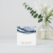 抽象芸術ゲートブルー金ゴールドネックレスバンドテンプレート スクエア名刺 (スタンド正面)