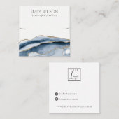 抽象芸術ゲートブルー金ゴールドネックレスバンドテンプレート スクエア名刺 (正面/裏面)