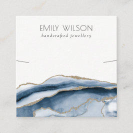 抽象芸術ゲートブルー金ゴールドネックレスバンドテンプレート スクエア名刺