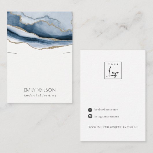 抽象芸術ゲートブルー金ゴールドネックレスバンドディスプレイ 名刺 (正面/裏面)