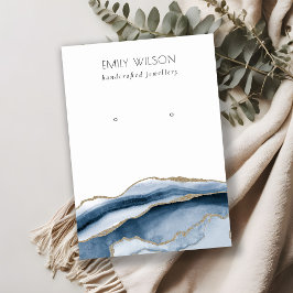 抽象芸術ゲート金ゴールドネイビースタッドイヤリングディスプレイ 名刺