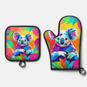 抽象芸術コアラデザイン 鍋つかみ&鍋敷きセット (正面)