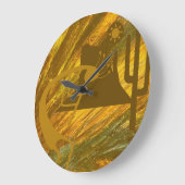 抽象芸術ココペリ、メサ、サボテン、サン ラージ壁時計 (傾斜)